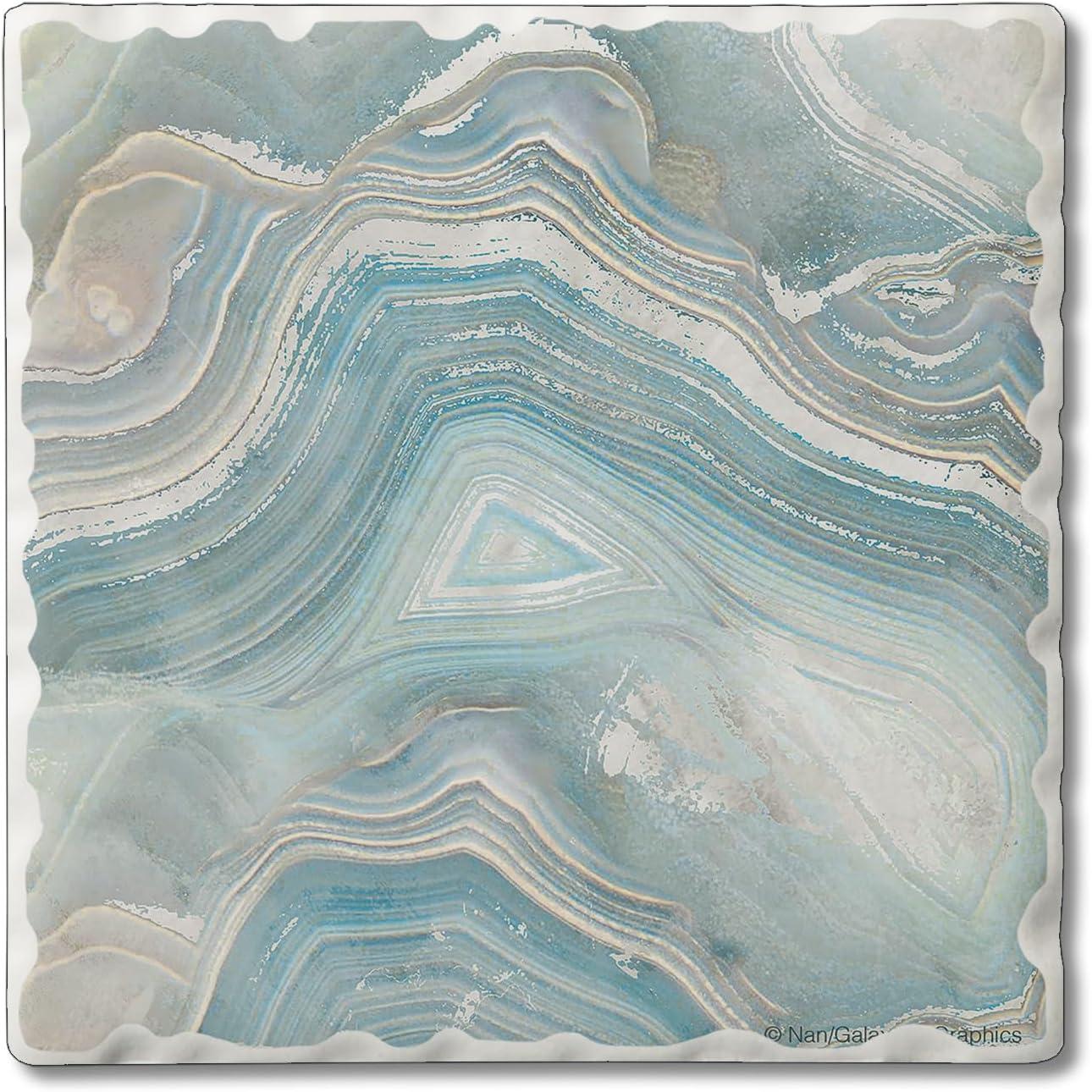 Blue Agate Stone Coasters with Cork Backing, 4-Pack