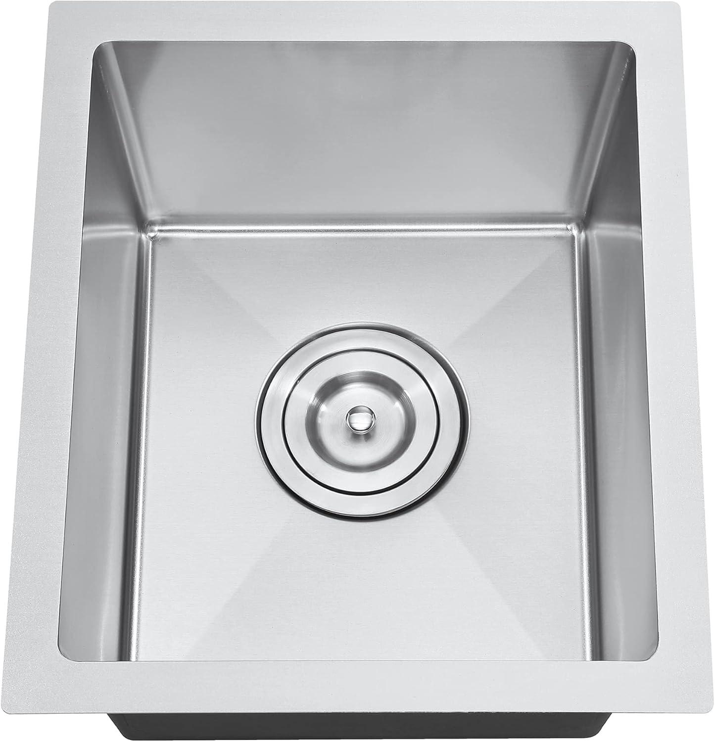 15'' Brushed Stainless Steel Undermount Single Bowl Kitchen Sink