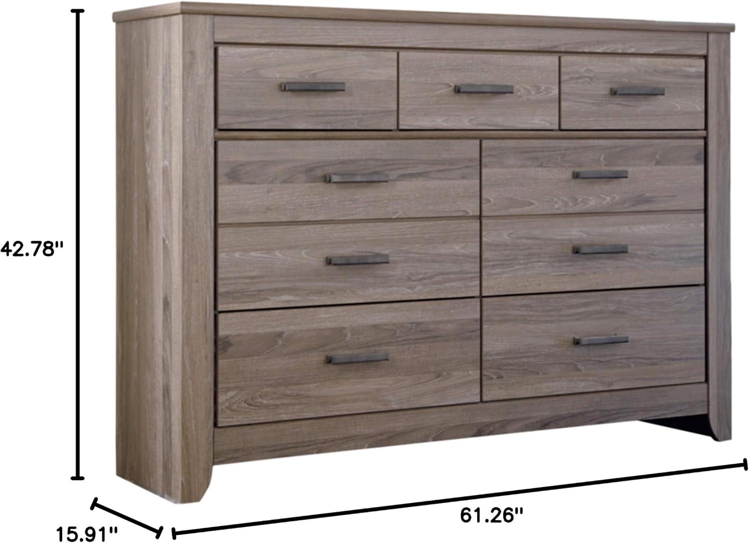 Gray Transitional 7-Drawer Dresser with Mirror