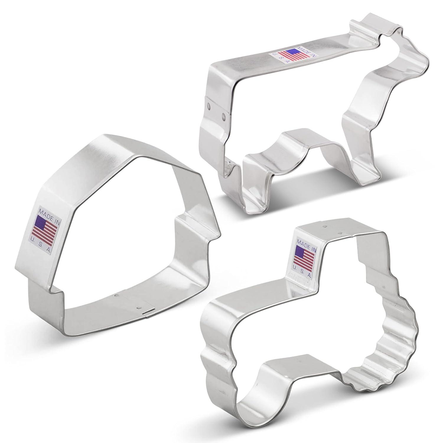 Ann Clark Country Farm Cookie Cutter Set, 3-Piece, Made in USA