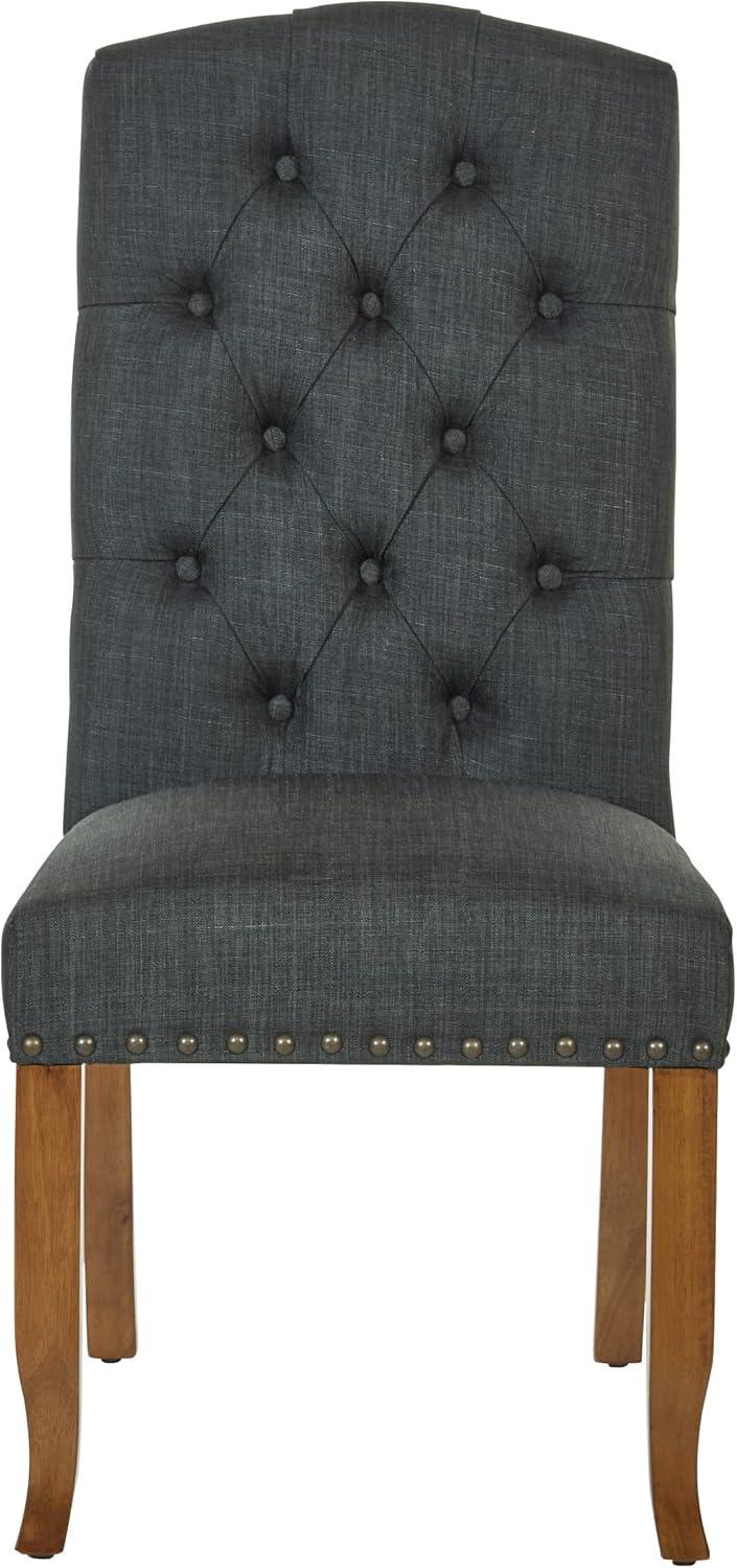 White Upholstered Parsons Side Chair with Wood Legs