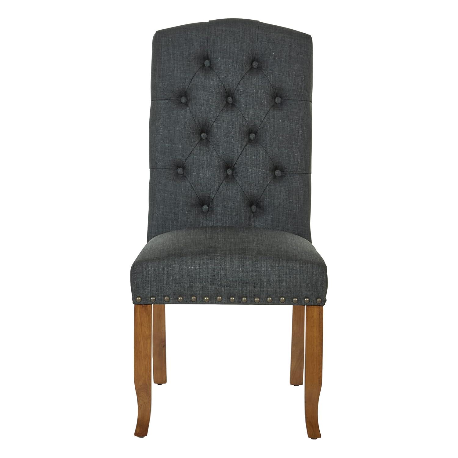 White Upholstered Parsons Side Chair with Wood Legs