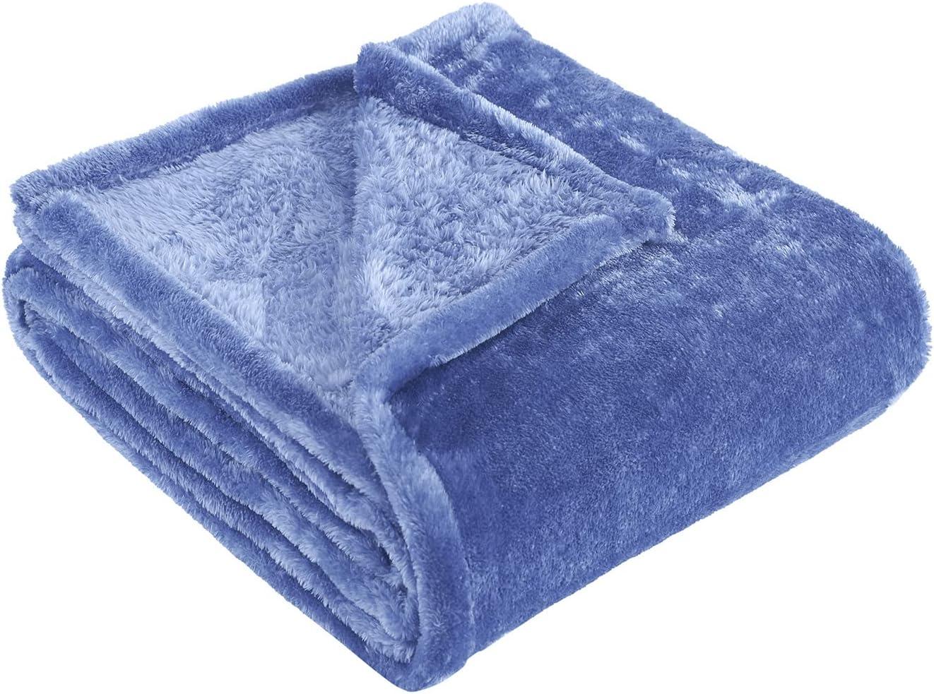 Superior Solid Polyester Reversible All-Season Fleece Throws Blanket
