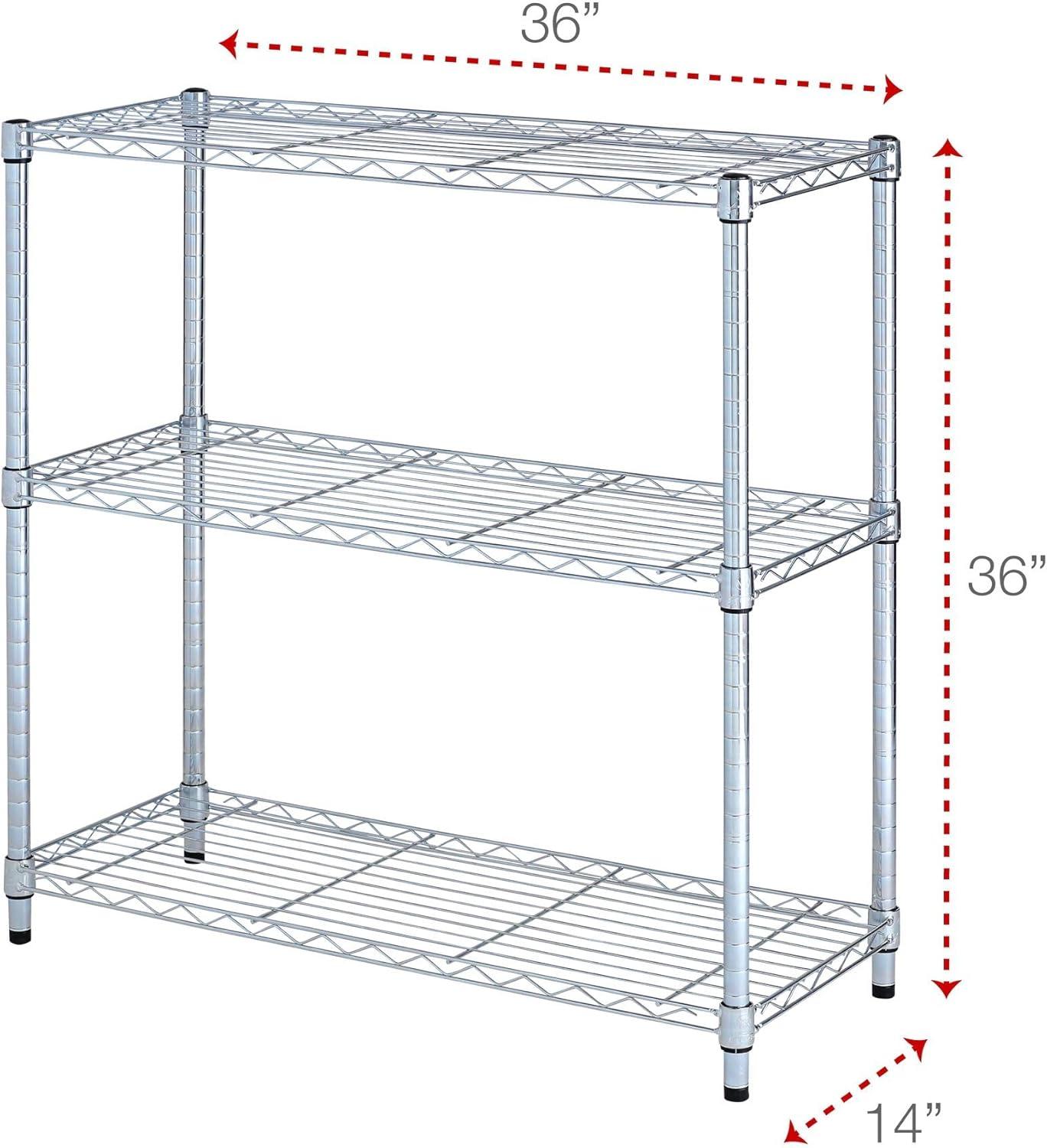 Alera ALESW833614SR 36 in. W x 14 in. D x 36 in. H Three-Shelf Residential Wire Shelving - Silver