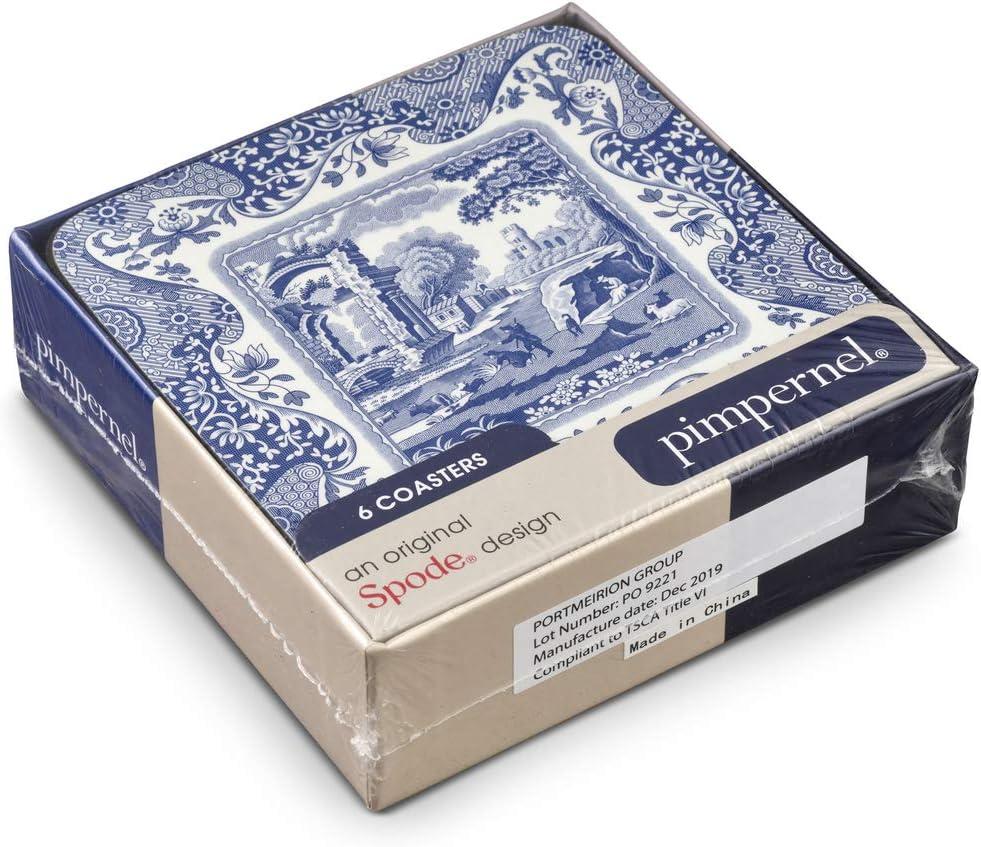 Pimpernel Blue Italian Coasters 4"X 4"