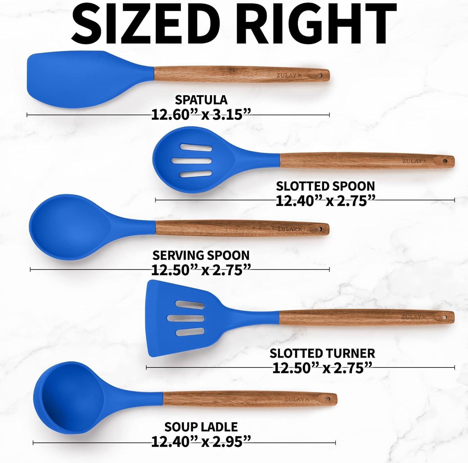 Zulay Kitchen Zulay Kitchen 5 Piece Silicone Utensils Set With Authentic Acacia Wood Handles