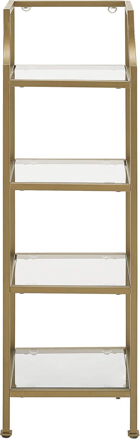 40" Aimee Short Etagere Gold - Crosley: Modern Glass Shelving, 4-Tier Steel Frame