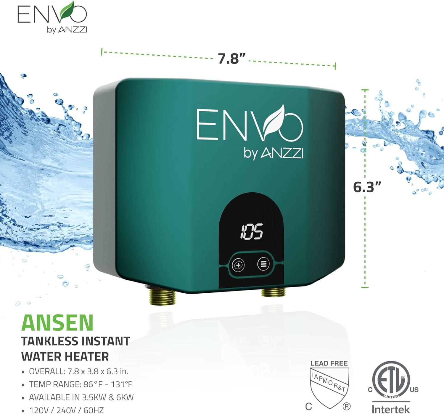 Envo ANZZI 3.5 Kw Tankless Electric Water Heater - Single Point of Use