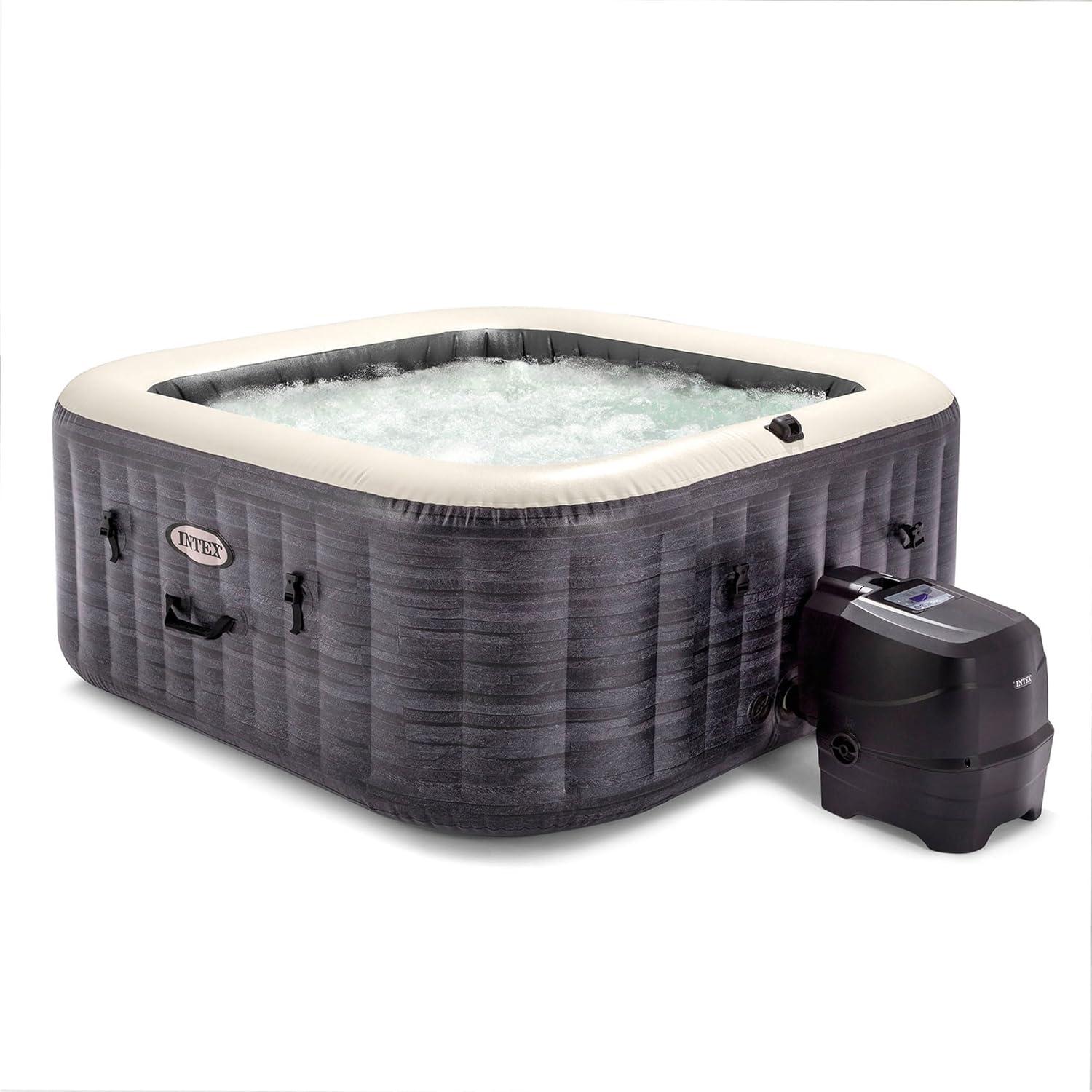 Intex PureSpa Plus Gray Inflatable Square Hot Tub Spa with Maintenance Kit