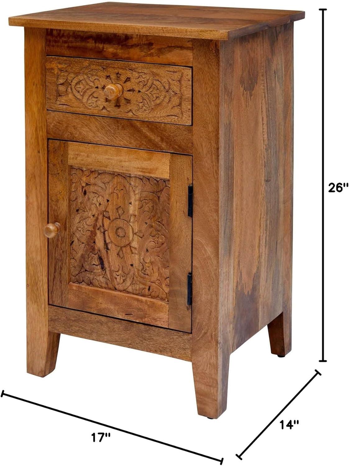 Jofran Global Archive Hand Carved Mango Wood Accent Table