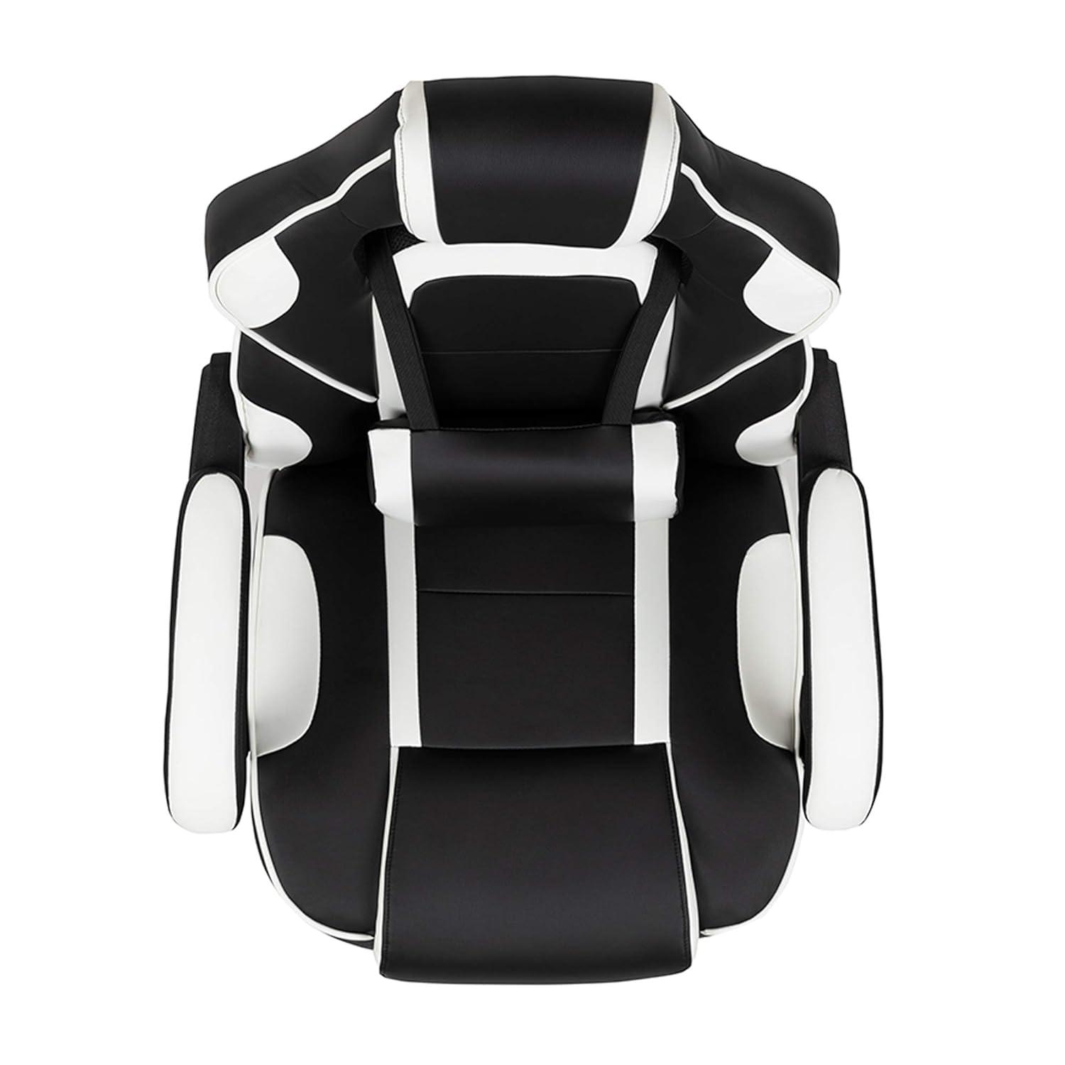 Flash Furniture X40 Gaming Chair Racing Ergonomic Computer Chair with Fully Reclining Back/Arms, Slide-Out Footrest, Massaging Lumbar - White