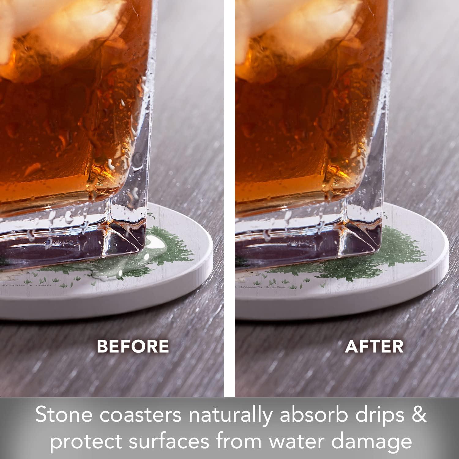 Winter Woodlands 4-Pack Round Absorbent Stone Coasters