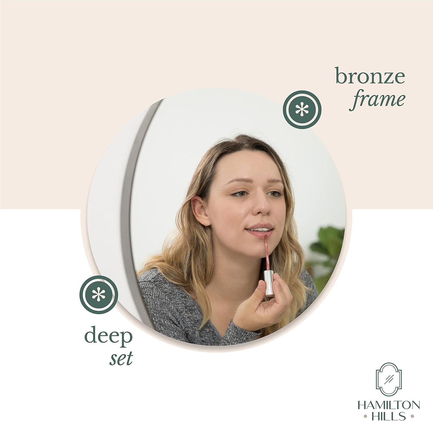 Hamilton Hills 24" Bronze Circle Deep Set Metal Round Frame Mirror Contemporary