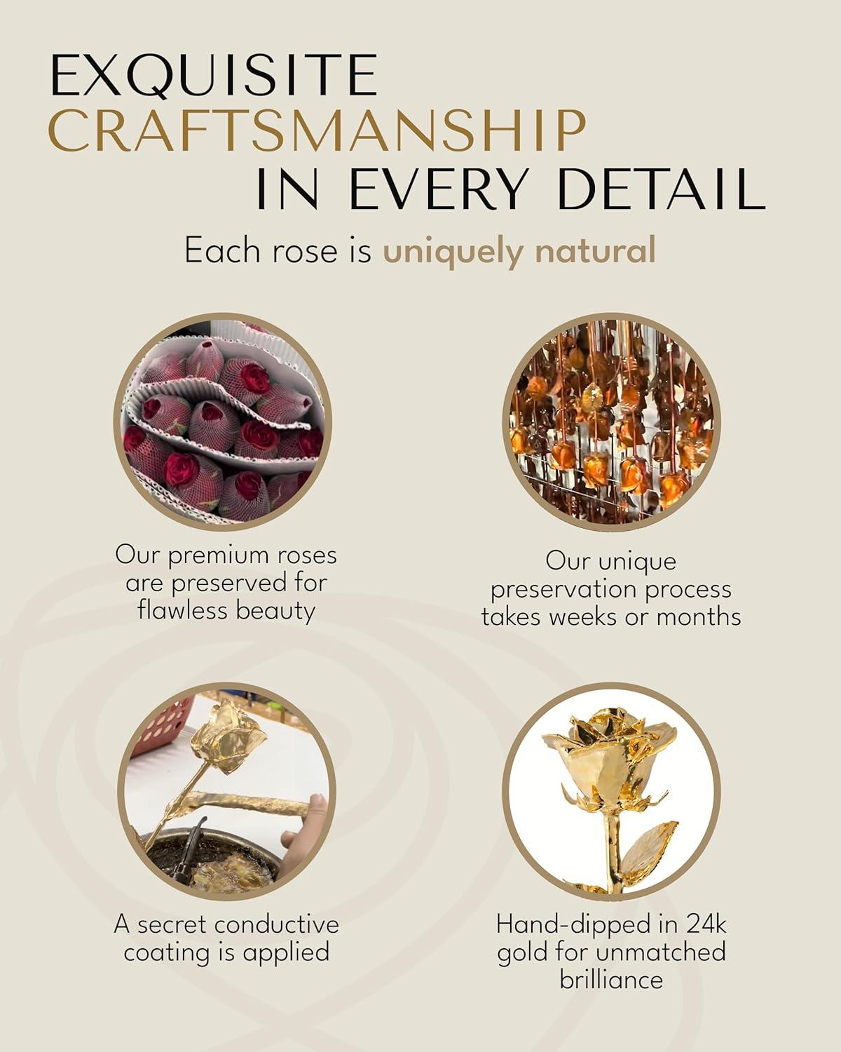 24K Gold Dipped Rose, Unique & Everlasting Real Hand Dipped in 24K Gold Rose, 11” to 12”