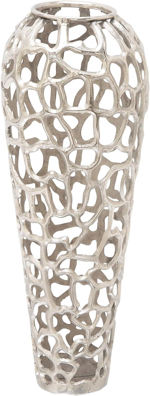 Elegant Silver Coral Aluminum Floor Vase 12" x 33"