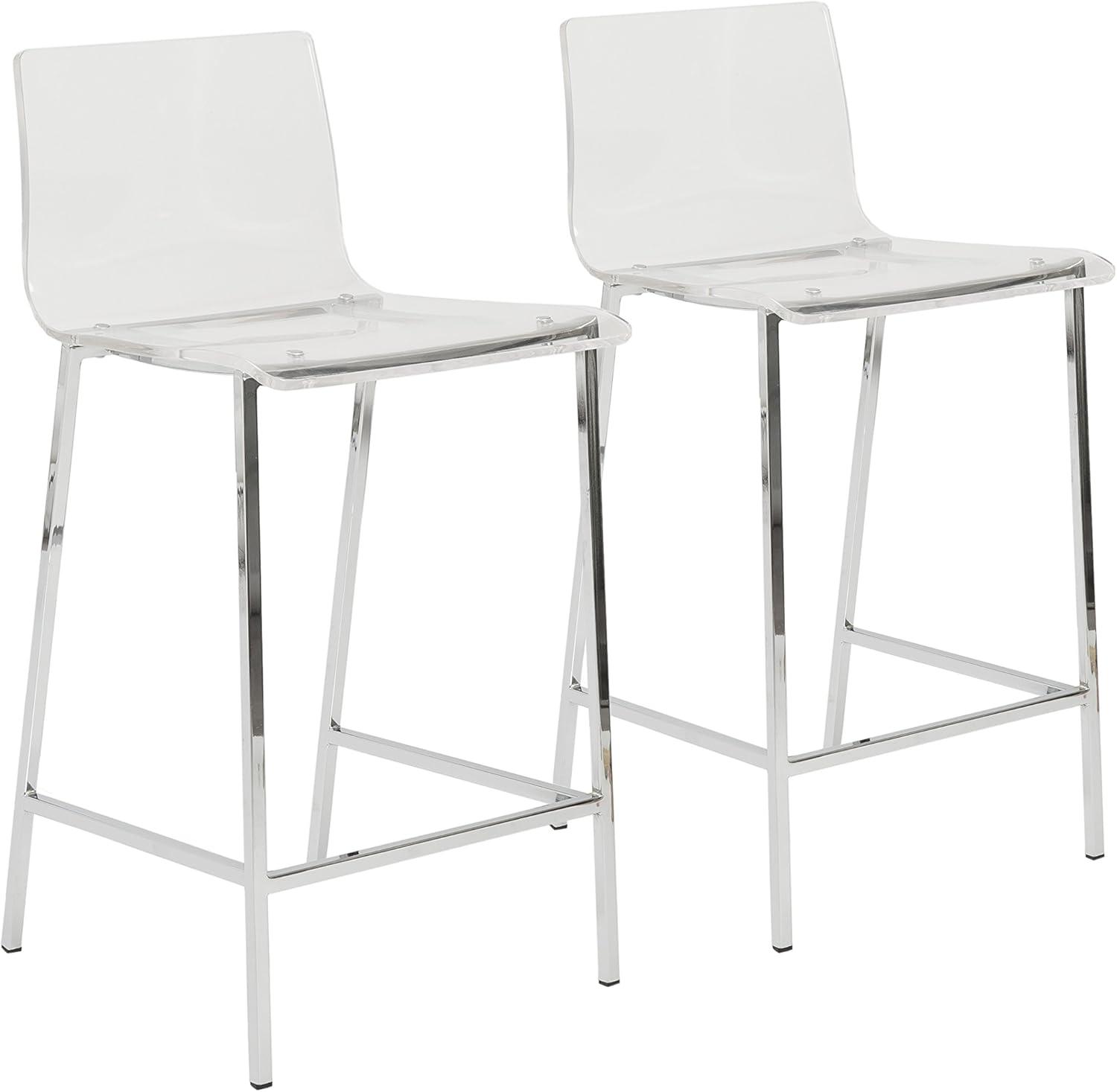 EURO STYLE Chloe Office Chair in Clear, Acrylic, Chromed Steel Base, 360° Swivel, Adjustable Height, Casters for Mobility, Made for Everyday Home Use