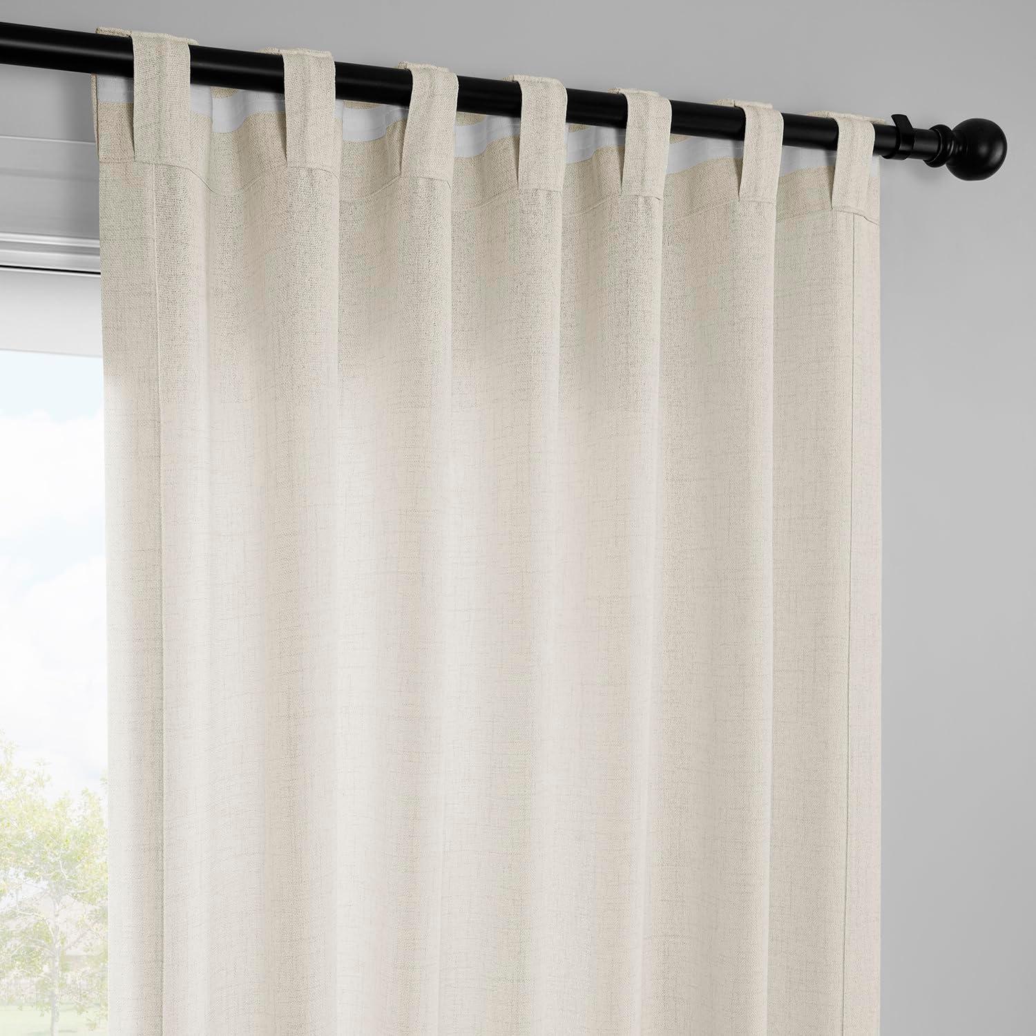 HPD Half Price Drapes Farm Town Faux Linen Textured Semi Sheer Curtains for Bedroom 84 Inches Long (2 Panels) - Rod Pocket Window Curtains for Living Room & Home Decor - 50 X 84, French Country Cream