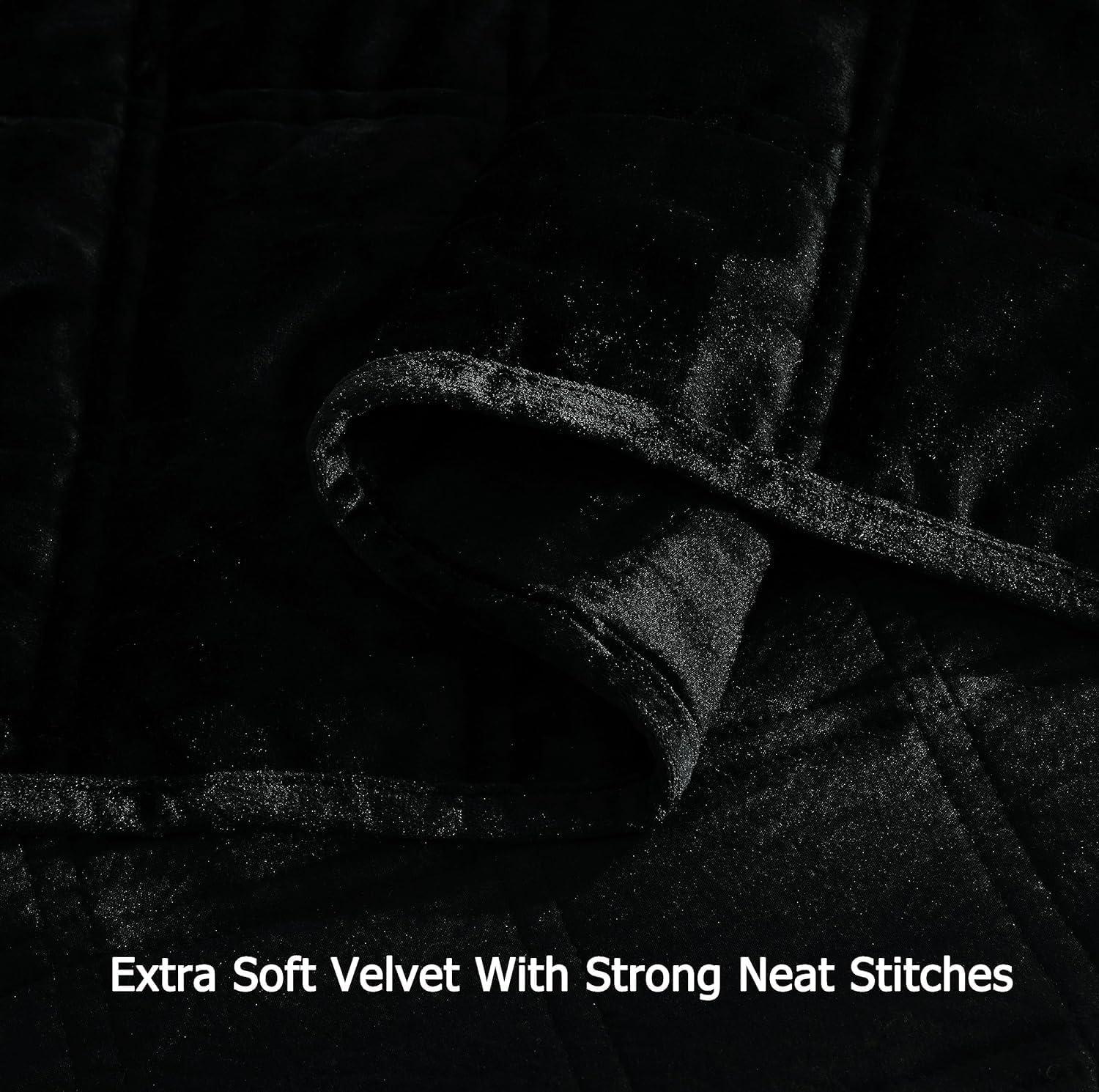 Oversized King Black Velvet Reversible Quilt Set