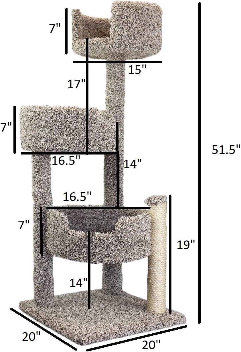 Speckled Gray Real Wood and Sisal Cat Tree with Four Levels