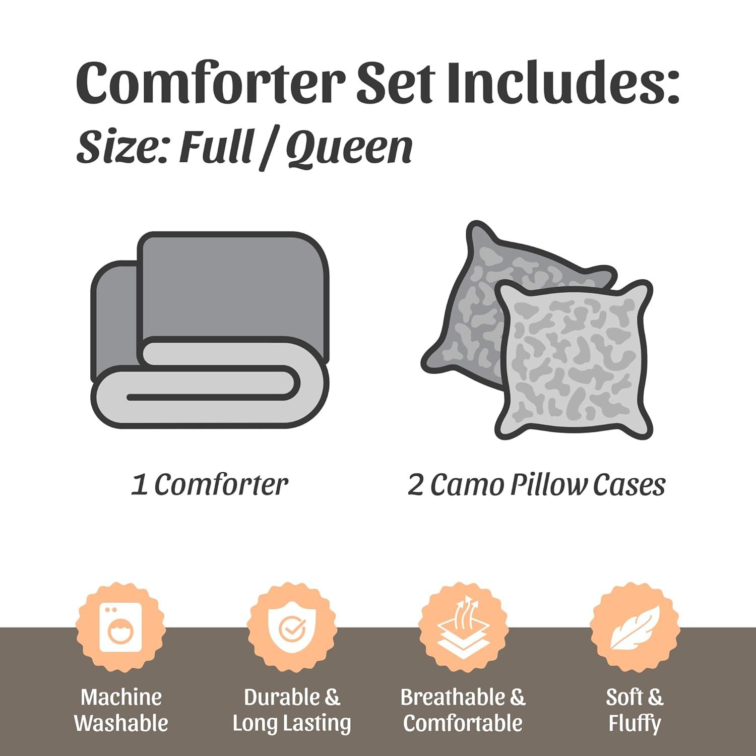 Regal Comfort Camouflage 3-Piece Biohazard Green Camouflage Comforter Set, Full/Queen