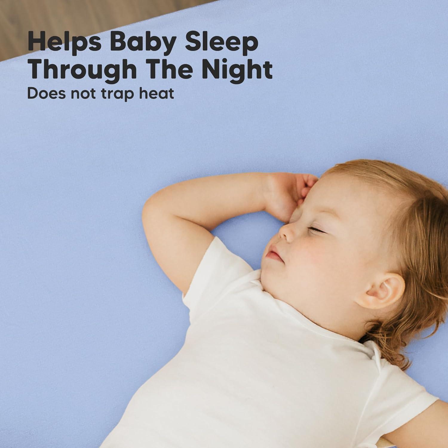 KeaBabies Mini Crib Sheets for Baby Girls, Boys, 2-Pack Soothe Pack and Play Sheets Fitted, Organic Pack N Play Mattress Sheet (Blue Flax)