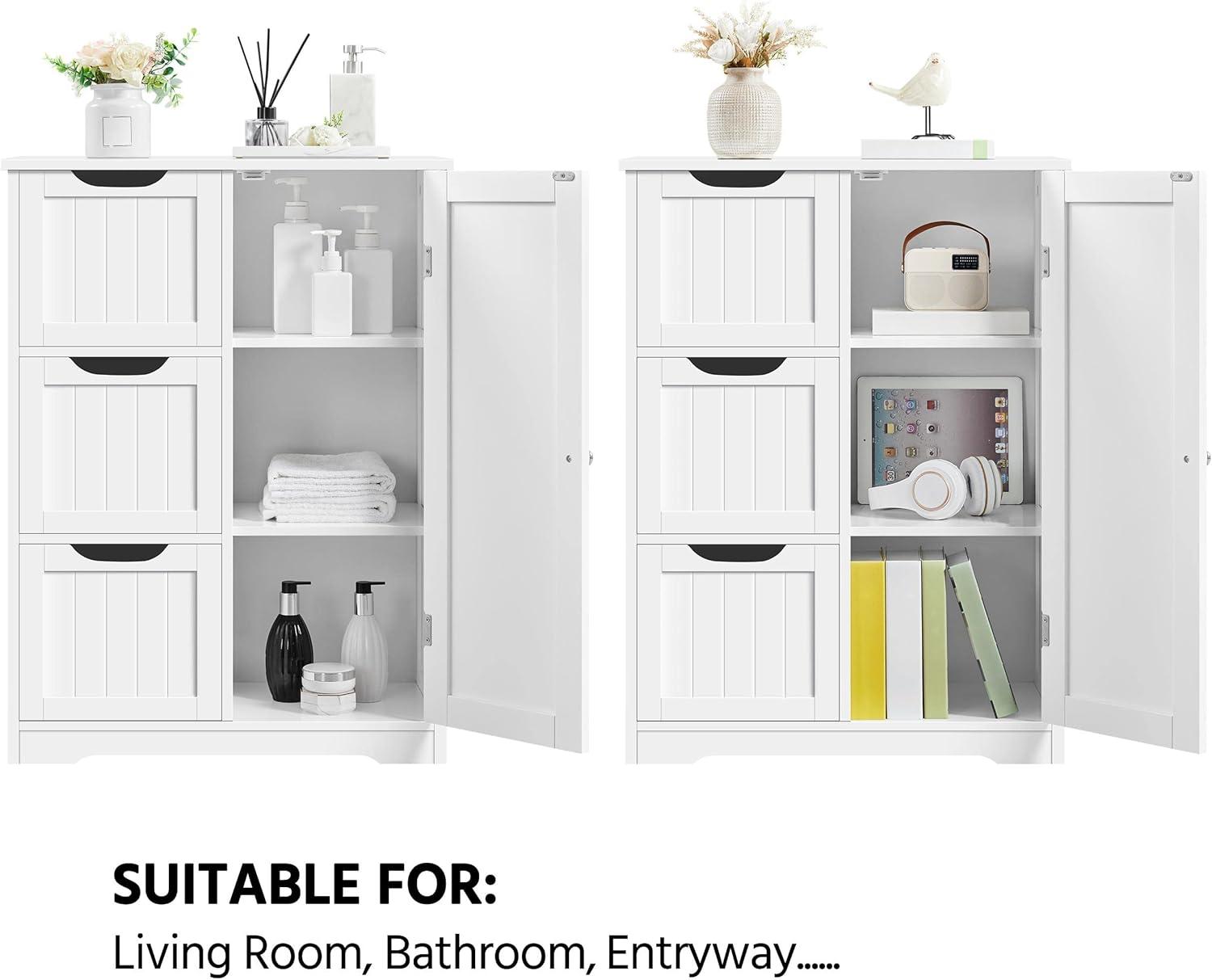 White MDF Living Room Cabinet with Adjustable Shelving