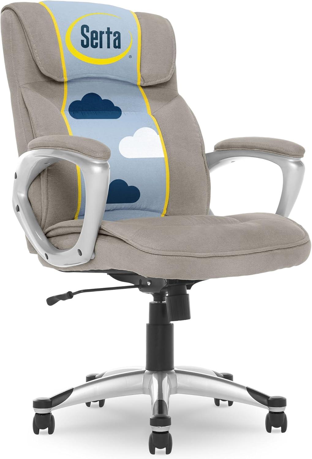 Serta Hannah Executive Ergonomic Office Chair with Lumbar Support and Pillowed Headrest