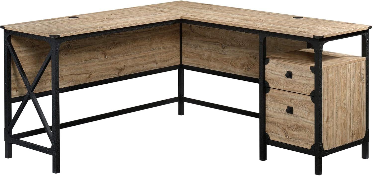 Sauder Steel River L-Shaped Desk, Milled Mesquite Finish