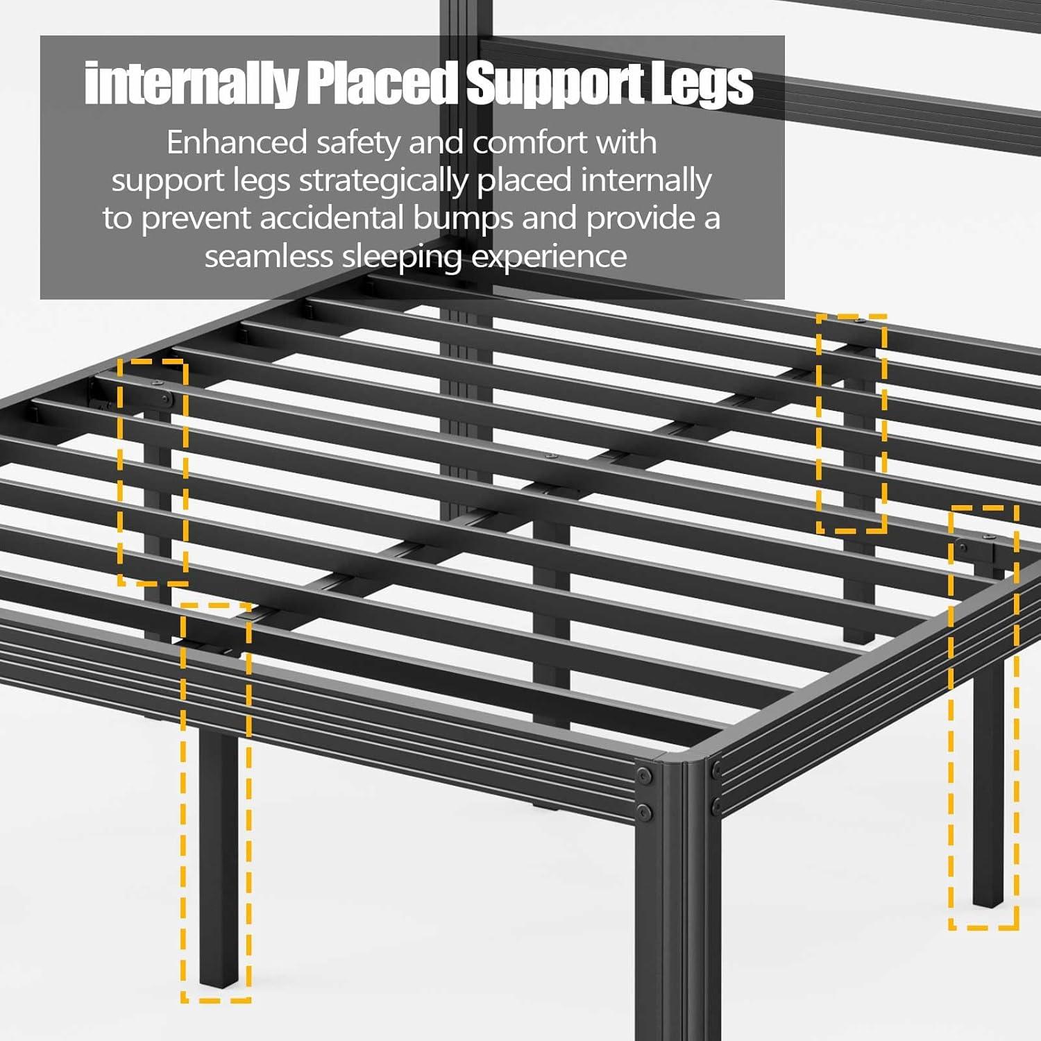 Black Twin Metal Bed Frame with Headboard