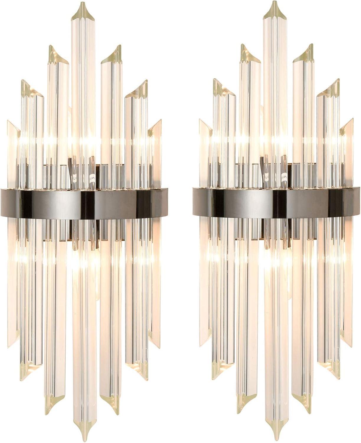 Titanium Black Glass Rod Dimmable Vanity Sconce Set