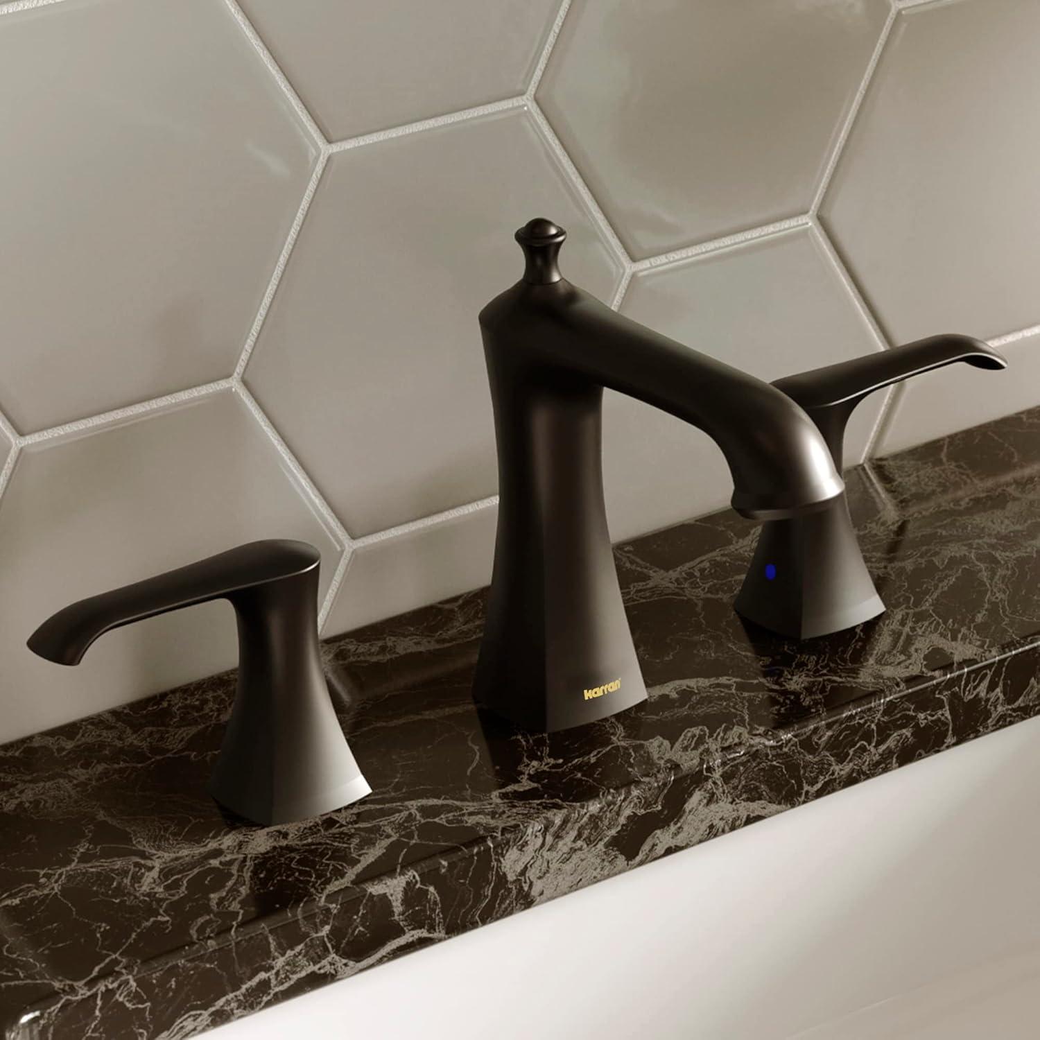 Karran Woodburn 8 In. Widespread 2-Handle Bathroom Faucet With Matching Pop-up Drain