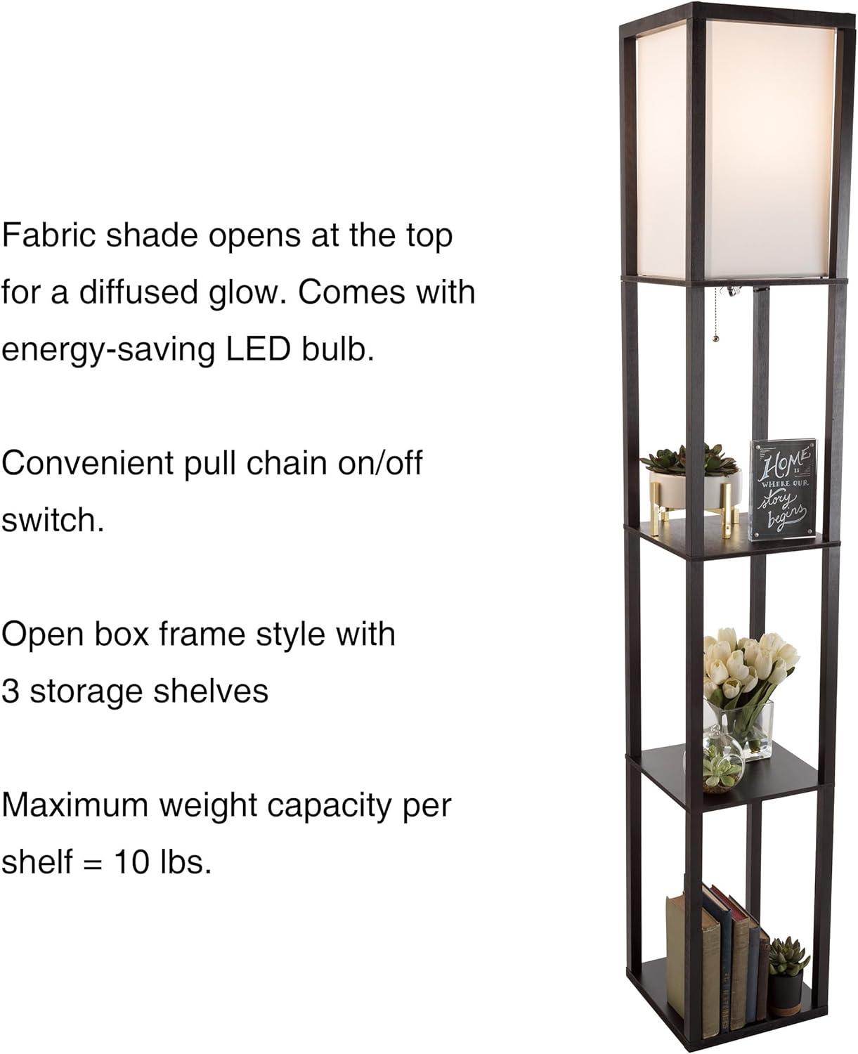 Lavish Home 72-ETAG-1 Etagere Style Floor Lamp with Shade LED Light Bulb, Black