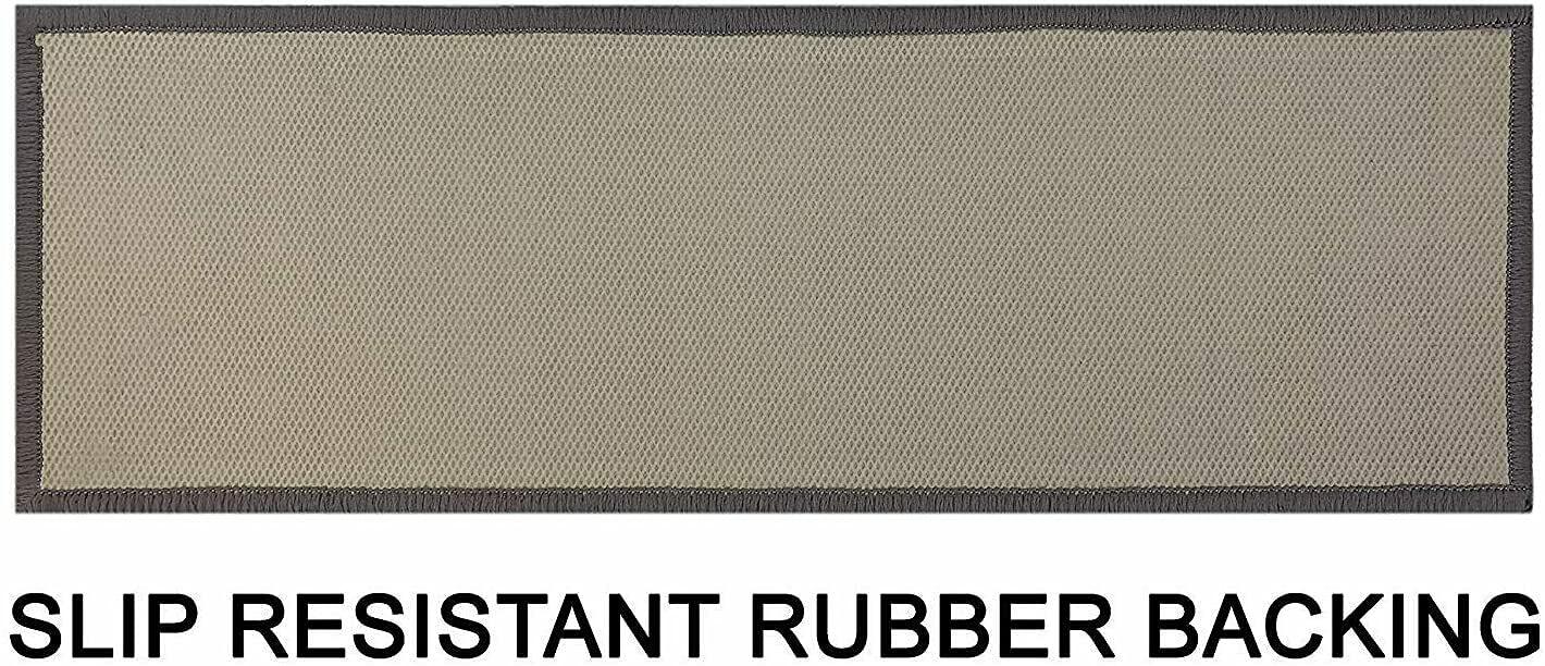 Stair Treads Skid Slip Resistant Backing Indoor Carpet Stair Treads Trellis Border Design 8 ½ inch x 26 ¼ inch (Set of 3, Grey Black)