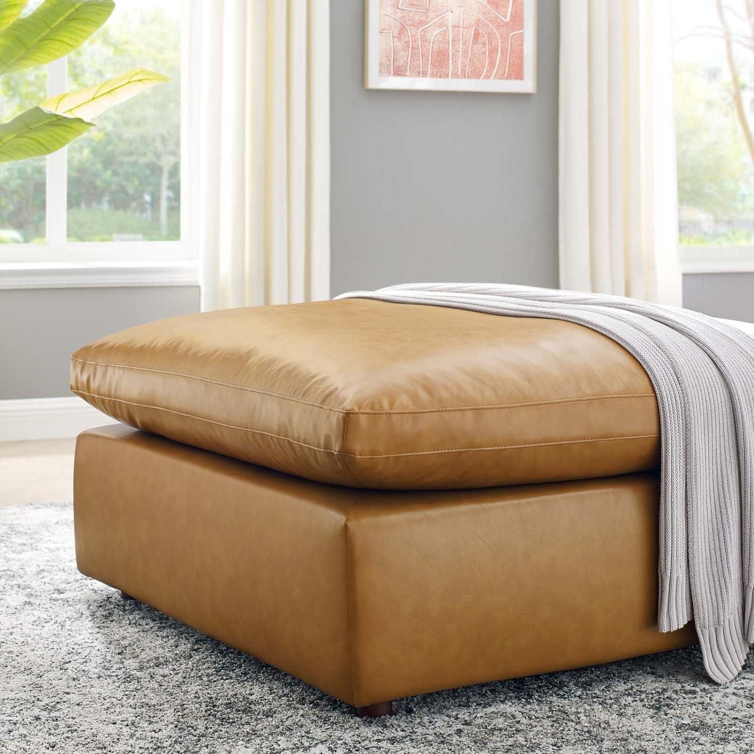 Modway Commix Down Filled Overstuffed Vegan Leather Ottoman