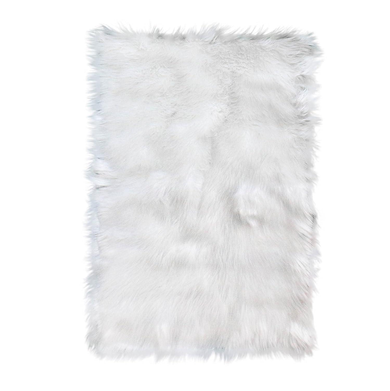 Diller White Faux Sheepskin Fur Machine Washable Shag Fluffy Area Rug
