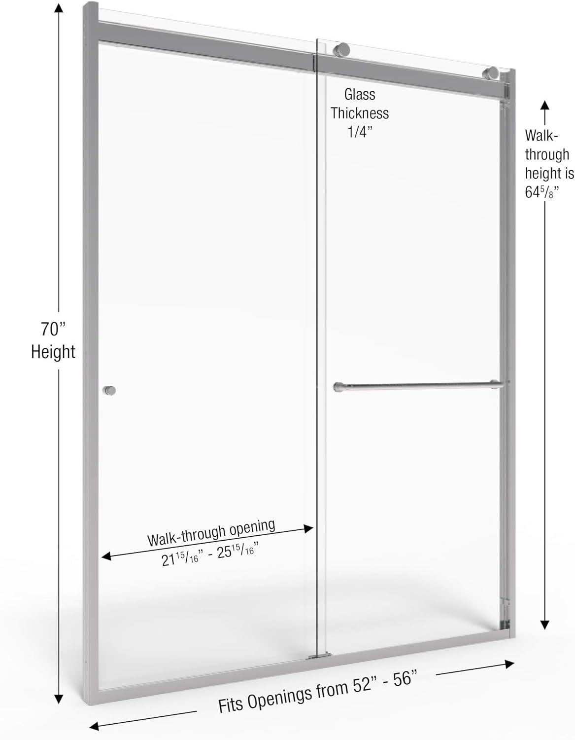 Rotolo 56" W x 70" H Bypass Semi Frameless Shower Door