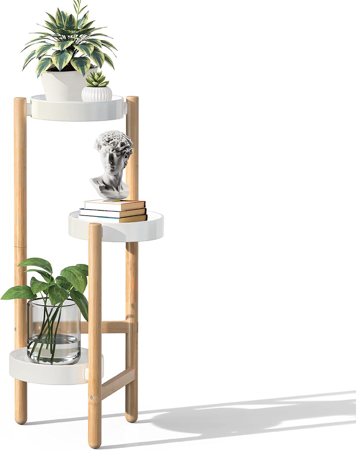 Corner Plant Stand Indoor, 3 Tier Tall Bamboo Plant Stand Holder & Plant Shelf Display Rack for Indoor Home Decor (3 Tier Stand)