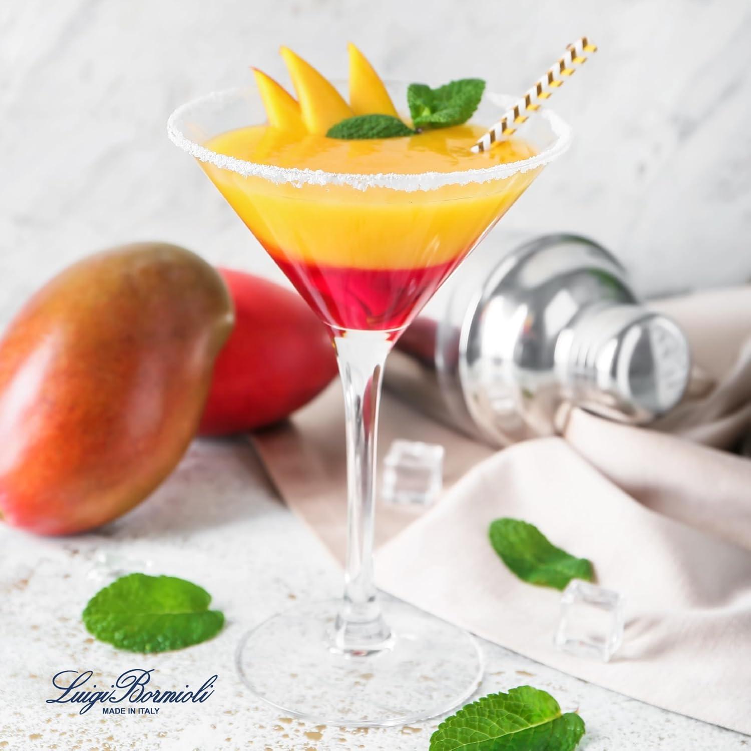 Luigi Bormioli Crescendo Martini Glasses, Set of 4 - 10 oz Lead-Free Crystal Glass with Titanium Reinforced Stems & Laser Cut Rim