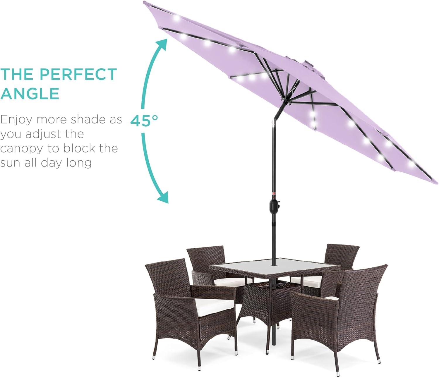 Best Choice Products 10ft Solar LED Lighted Patio Umbrella w/ Tilt Adjustment, UV-Resistant Fabric - Lavender