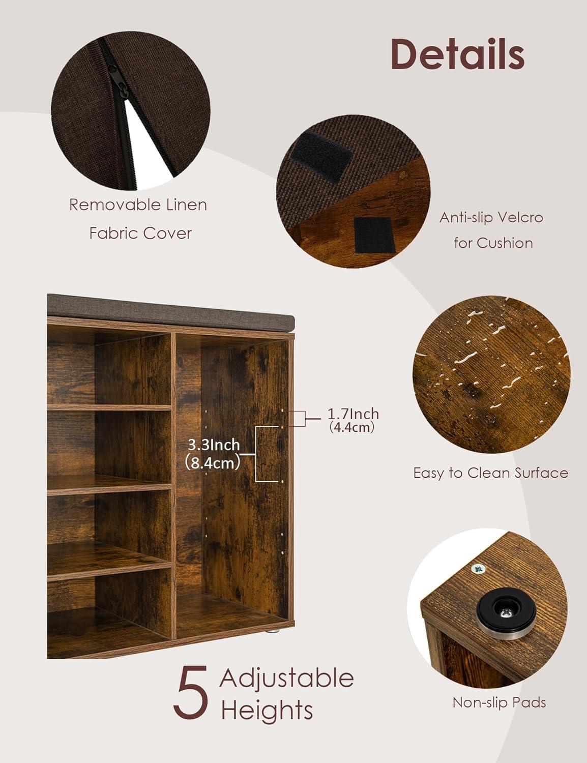 Shoe Organizer for Entryway, Storage Bench with Cushion