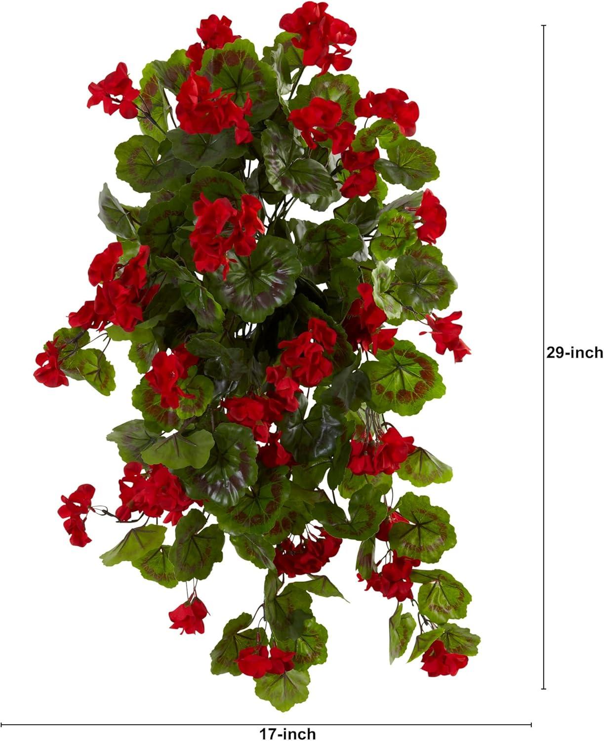 Primrue 29in. UV Resistant Geranium Artificial Hanging Plant (Indoor/Outdoor) - Set of 2