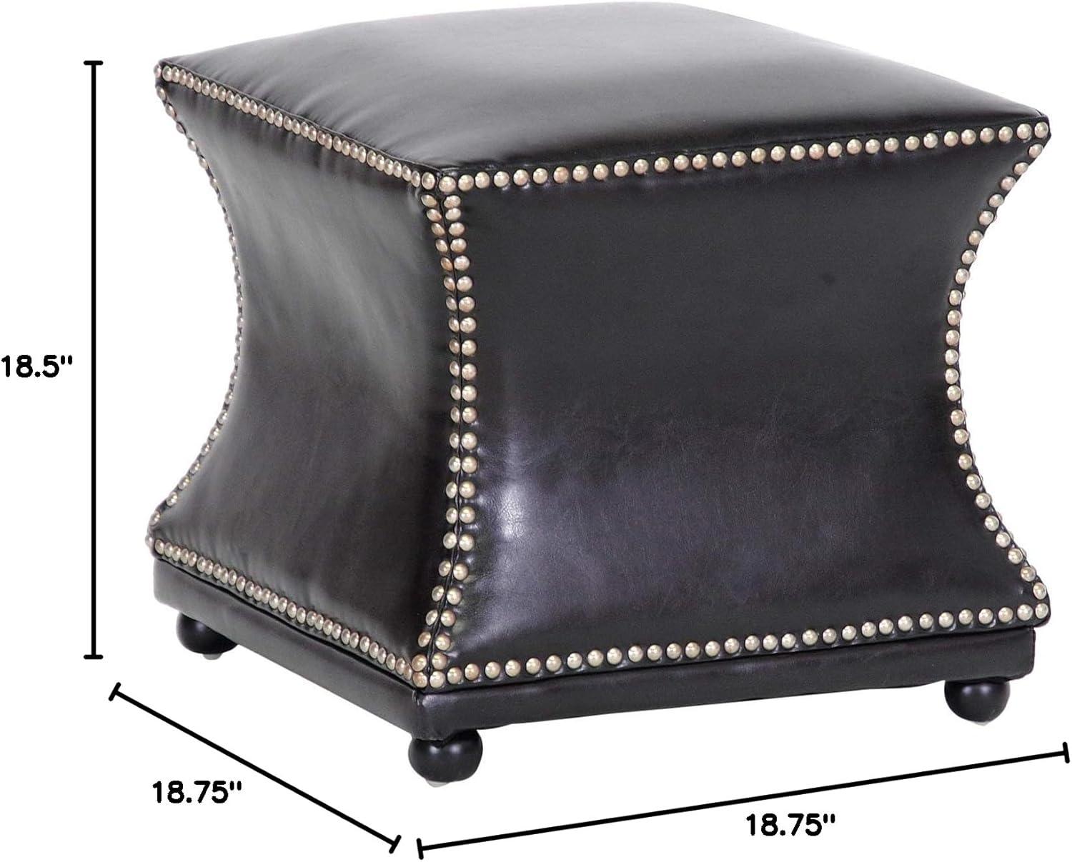 Ellastone Modern Leather Ottoman Dark Brown - Baxton Studio: Square Footstool, Faux Upholstered, No Assembly