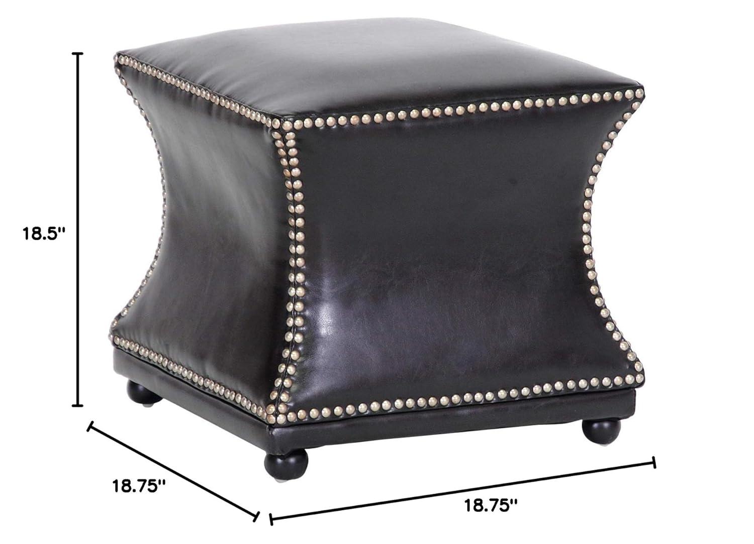 Ellastone Modern Leather Ottoman Dark Brown - Baxton Studio: Square Footstool, Faux Upholstered, No Assembly