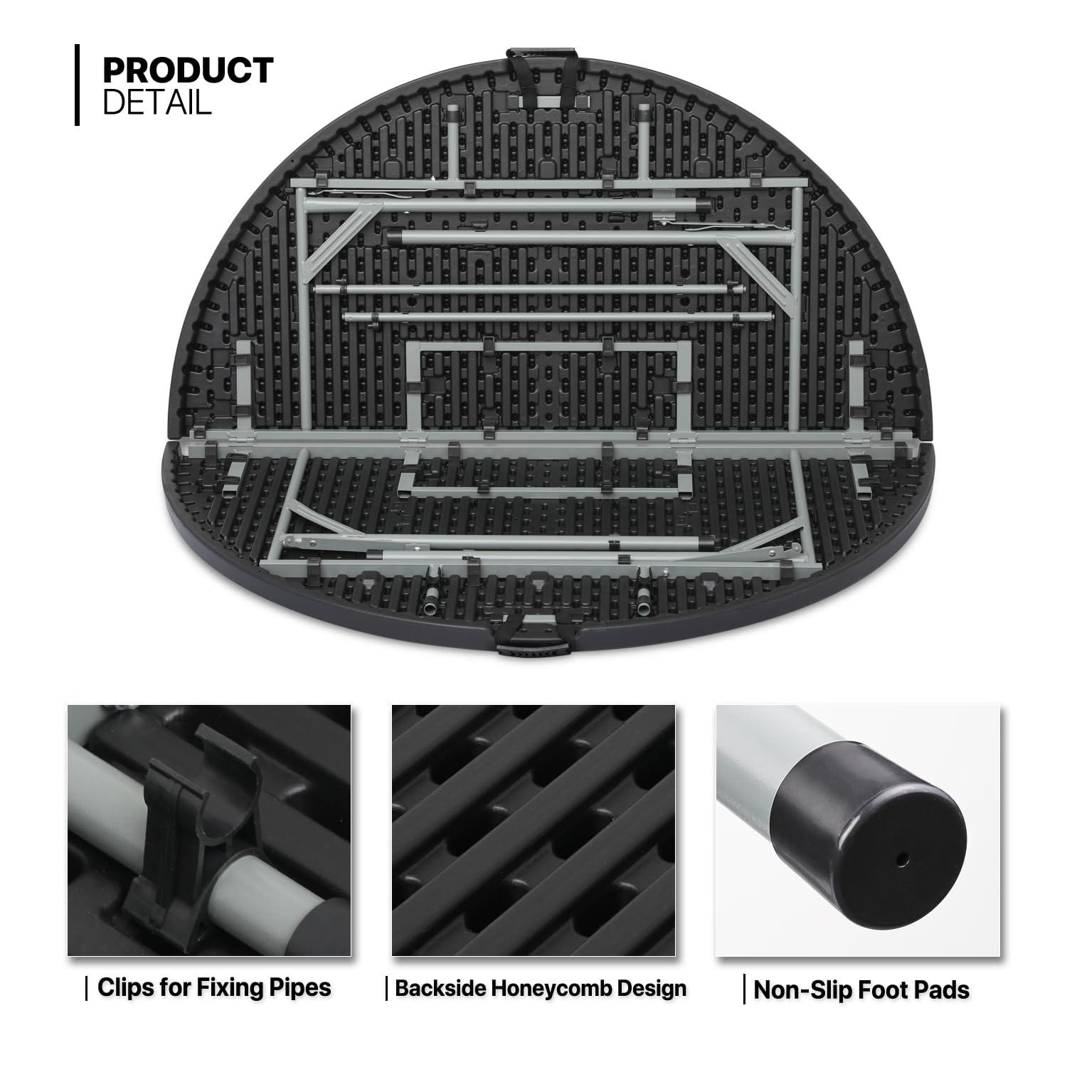 Plastic Round Folding Table, Portable Foldable Party Banquet Table for Camping Dining Outdoor Picnic