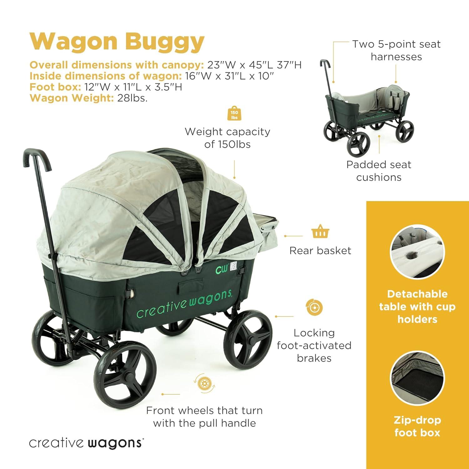 Creative Outdoor Stroller Wagon with Canopy for Kids Push Pull Folding Wagon, Black