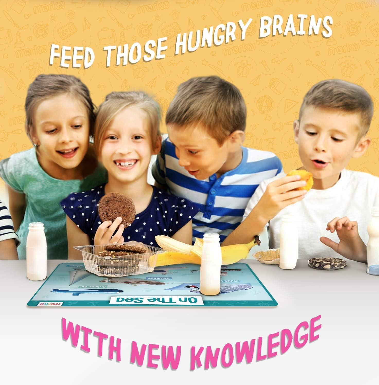 merka Kids Placemat Educational Placemats For Toddlers Kids Placemats For Dining Table Set Of 4 Wipeable Silicone