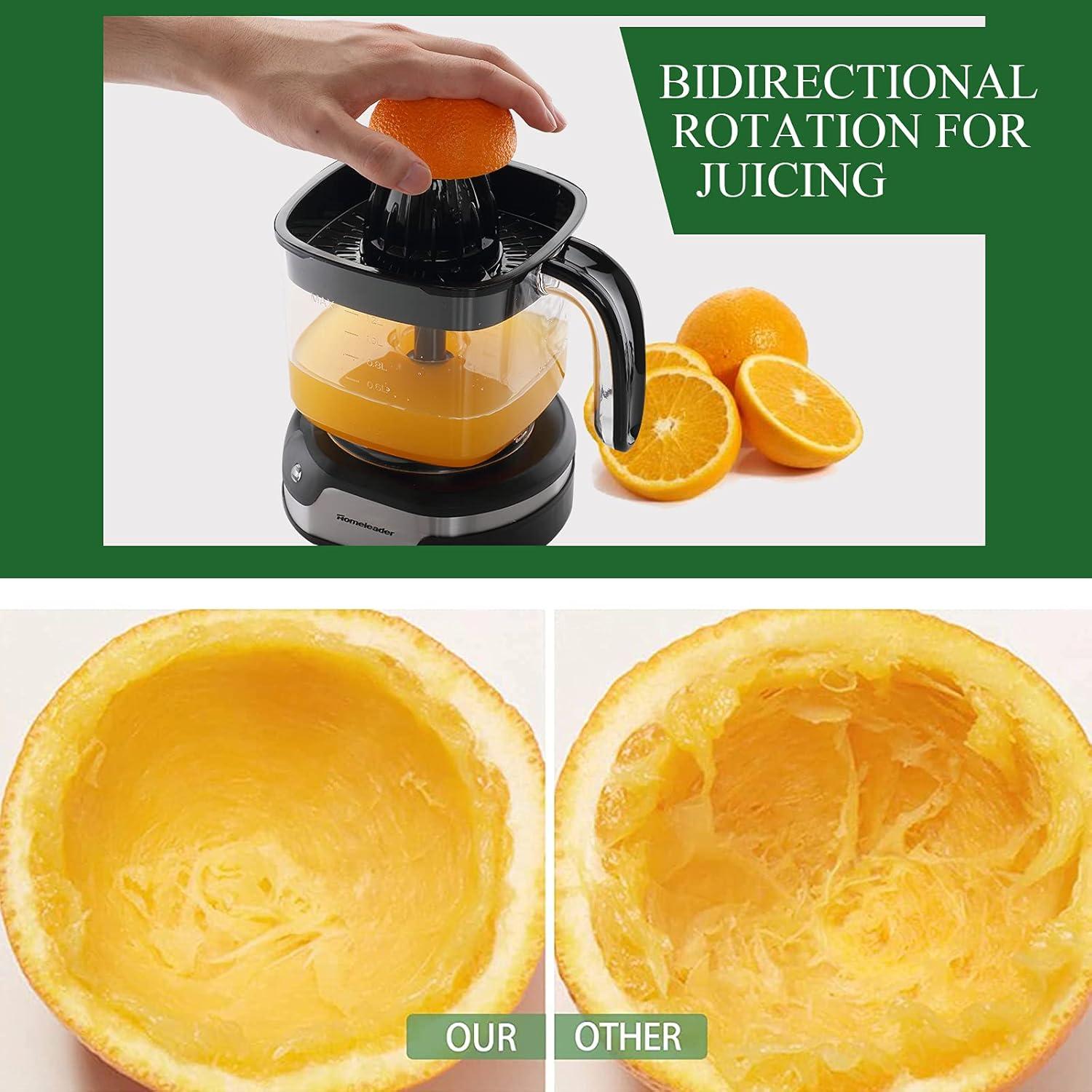 Homeleader Upgraded Orange Juicer, Stainless Steel Citrus Press for Effortless Orange & Lemon Juice, Portable & Easy Clean, Essential for Healthy Juicing, Black,1.2L