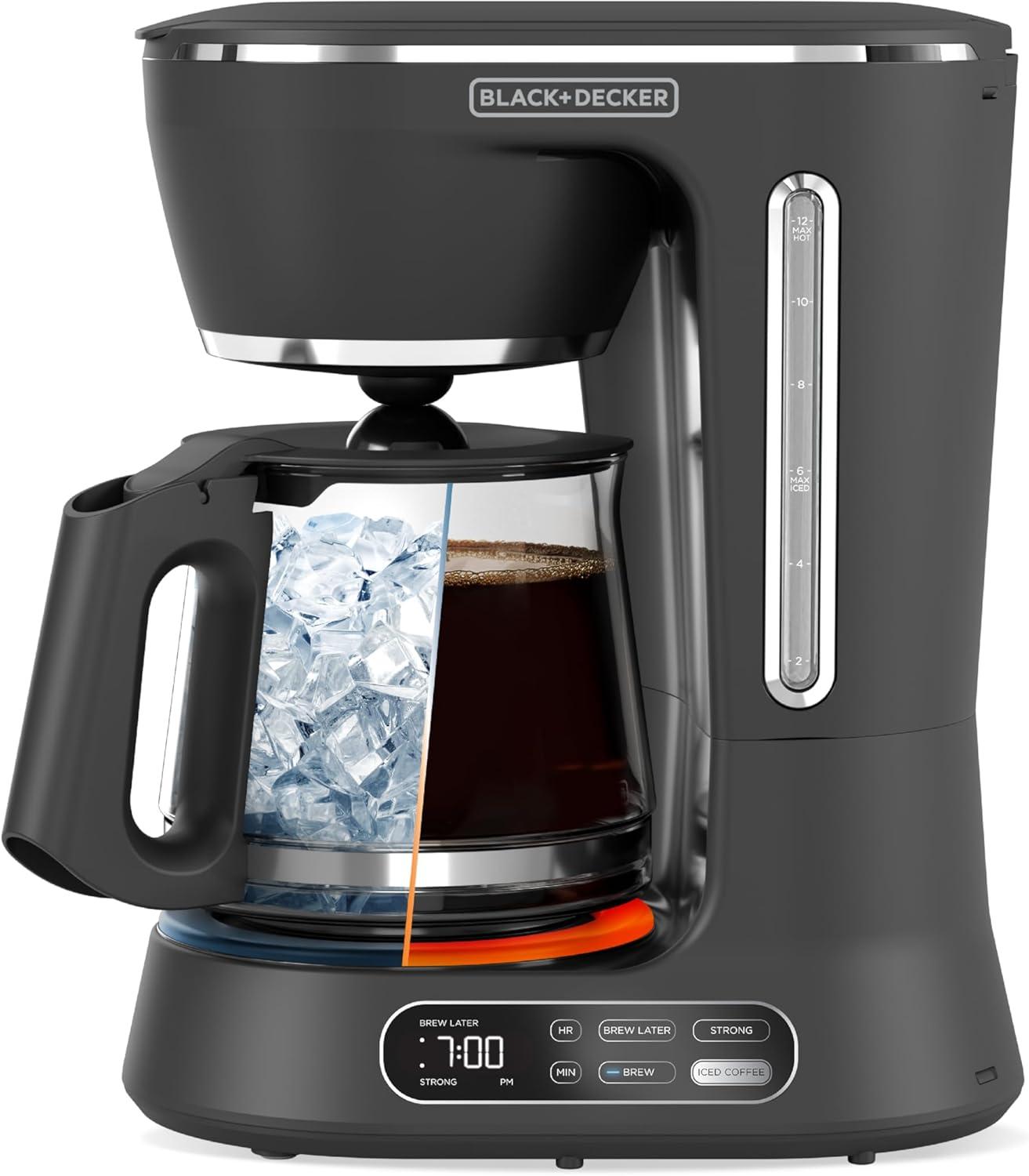 BLACK+DECKER Split Brew 12-Cup Digital Coffee Maker, CM0122, Iced Or Hot Coffee, Programmable, Quick Touch, 4-Hour Keep Warm