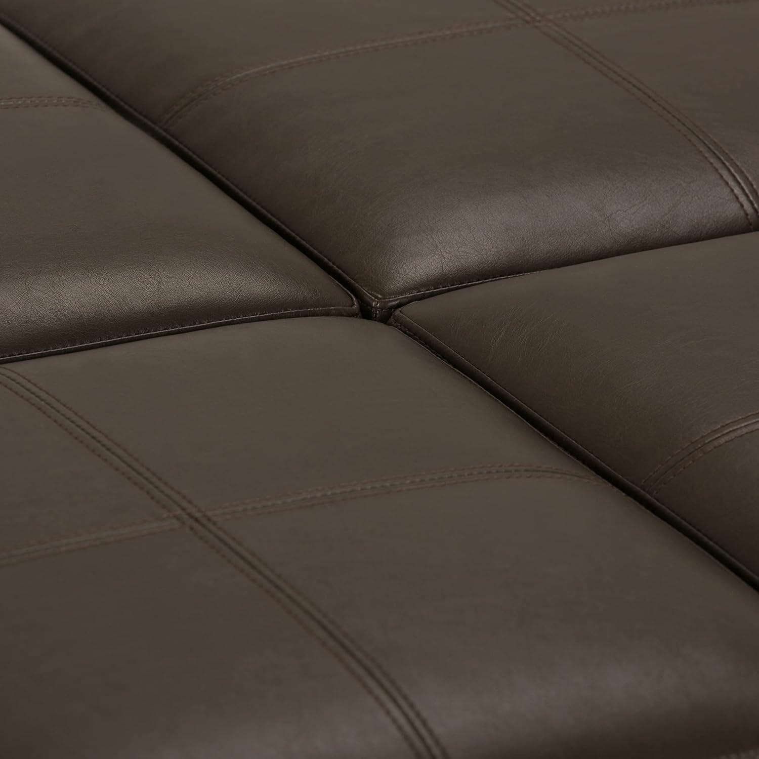 Trent Home Square Faux Leather Ottoman in Chocolate Brown