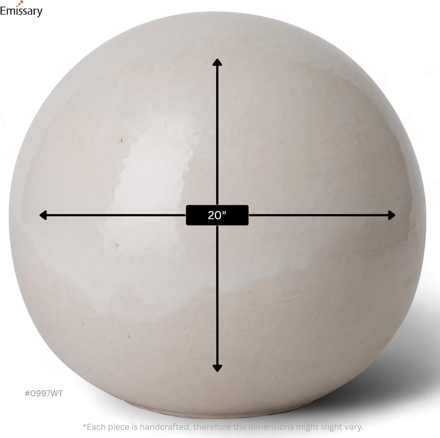 White Ceramic 20" Modern Gazing Ball